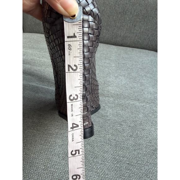 TwinSet Woven Wedge Leather Bootie Taupe Grey Women's Sz 39 US 8.5/9 - Picture 13 of 14